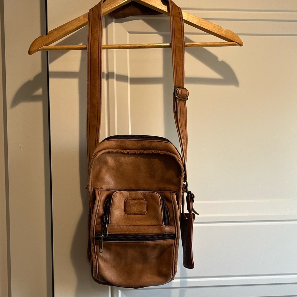 Vintage TUMI Genuine Leather Brown Crossbody Travel Bag